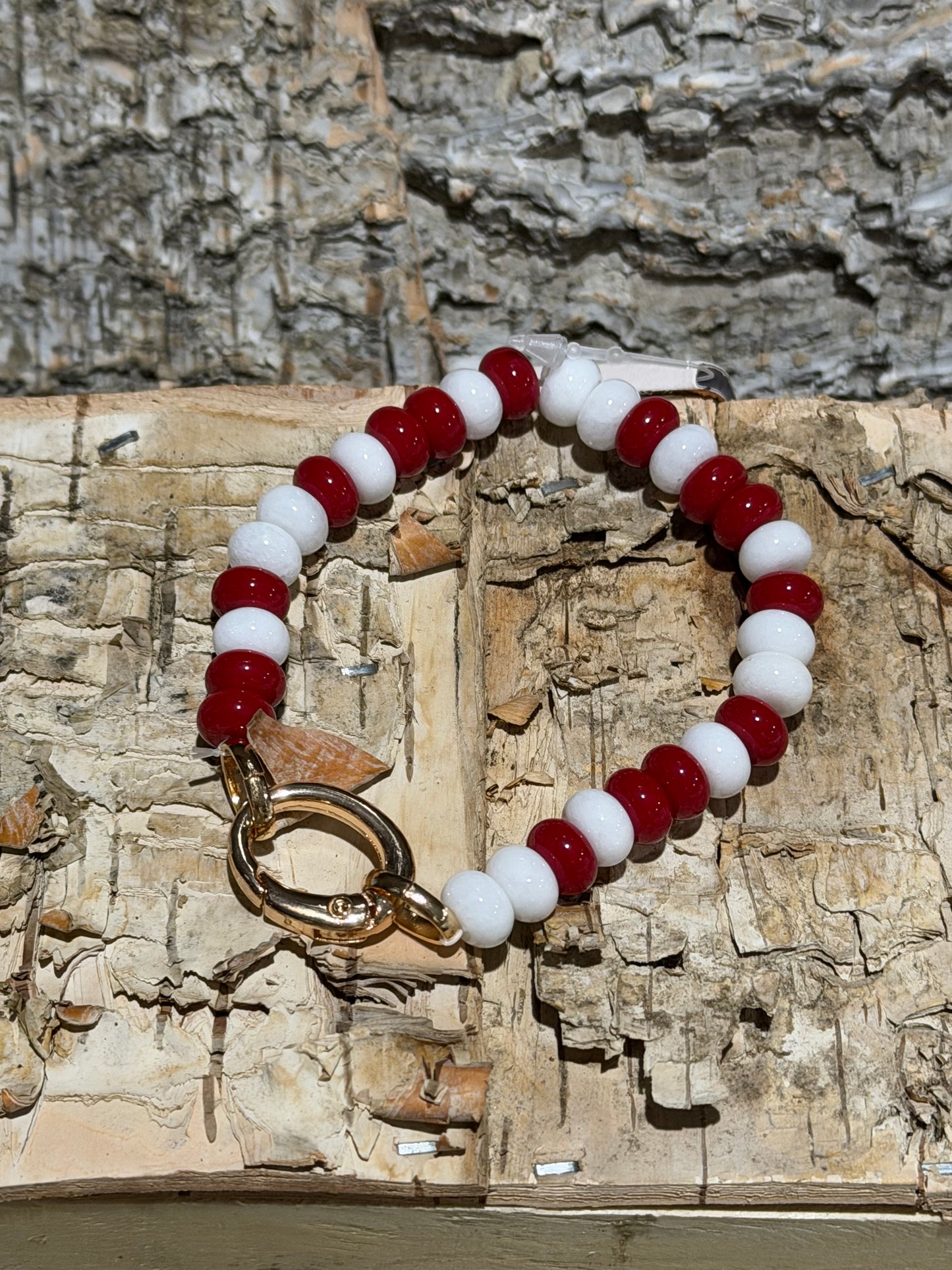 DMC Red and White Bead Bracelet