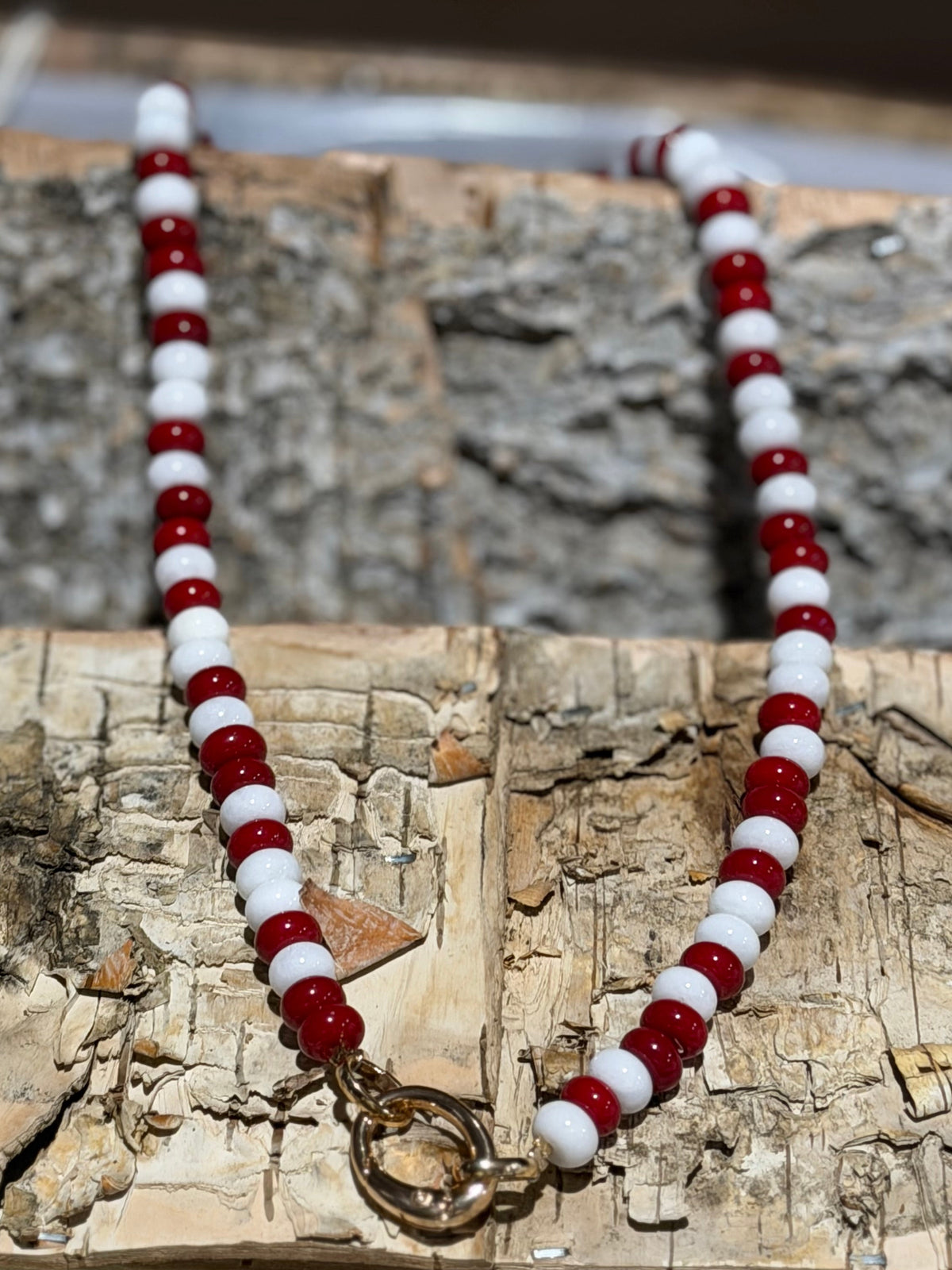 DMC Red and White Bead Necklace