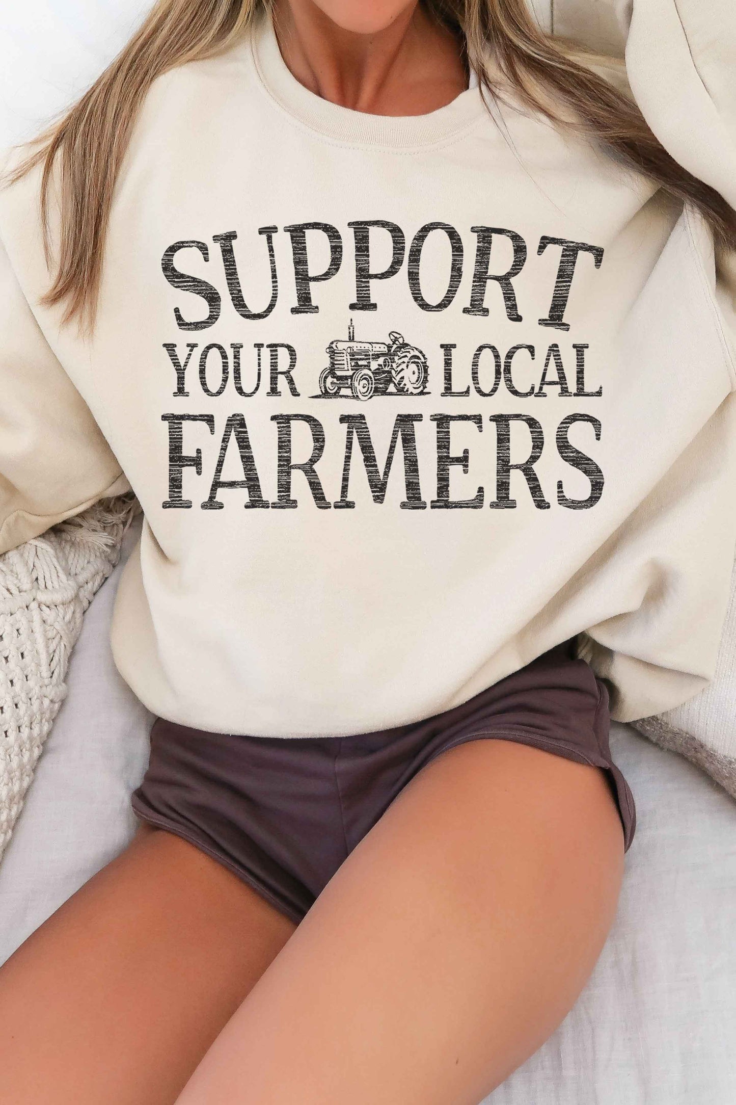 ALPHIA Support Your Local Farmers Graphic Sweatshirt