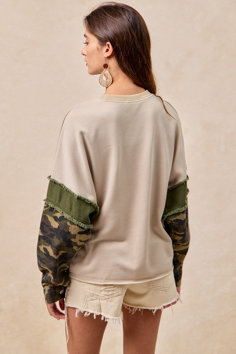 BIBI French Terry Camo Top
