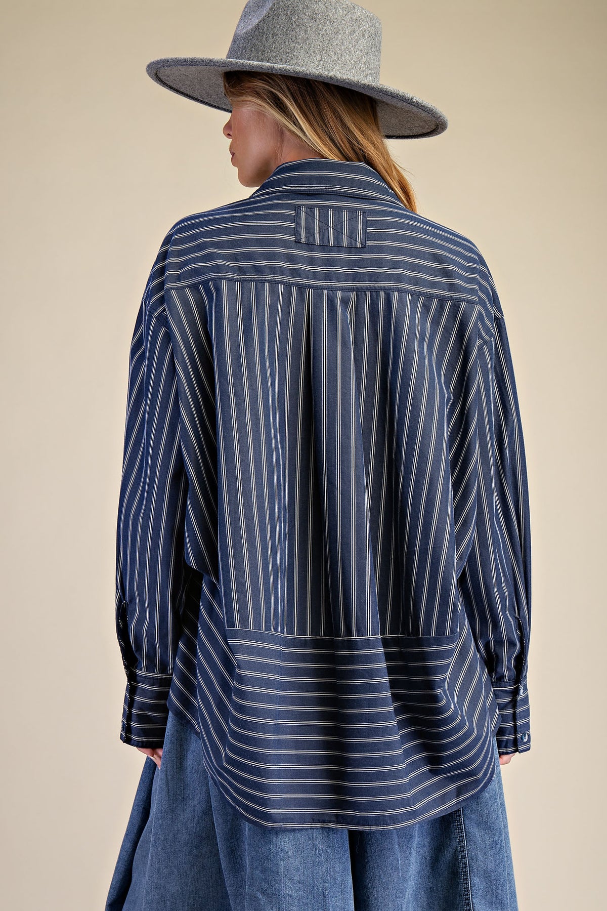 EASEL Striped Poplin Button Down Shirt