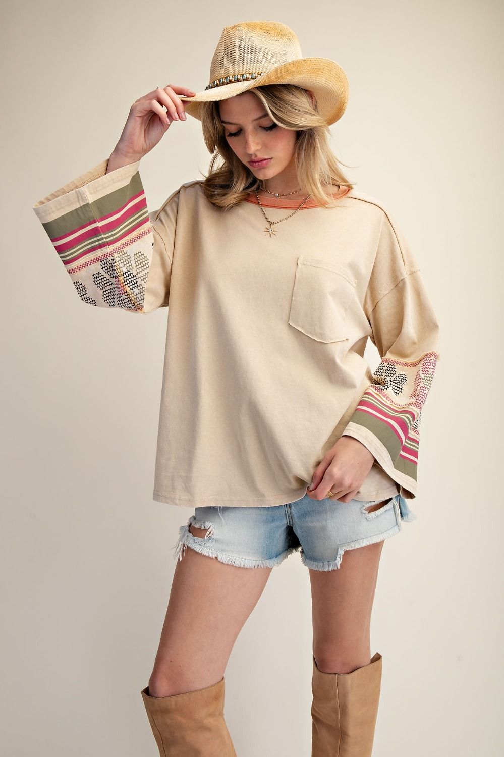 EASEL Mineral Washed Cotton Jersey Pullover