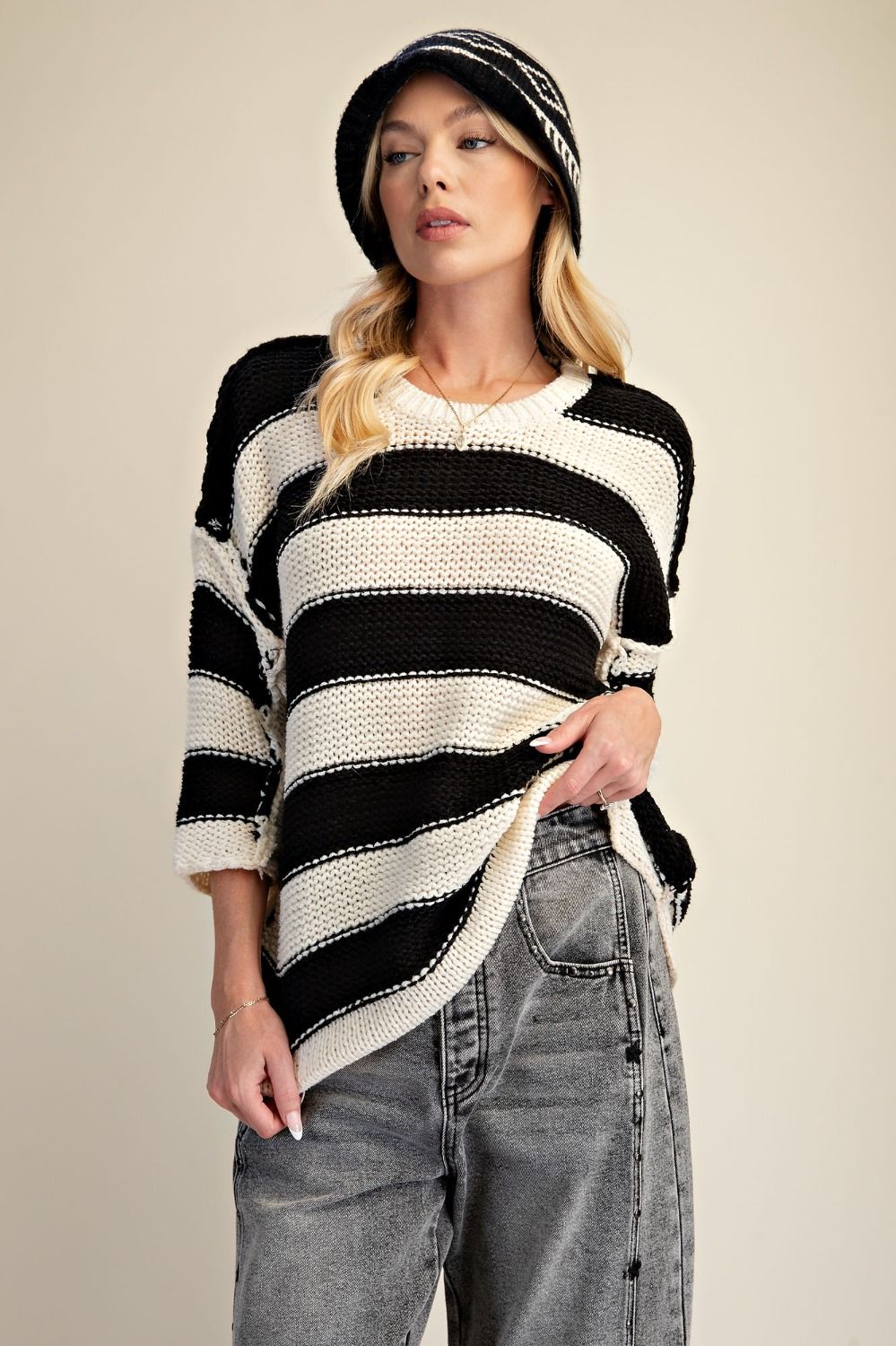 EASEL Stripe Knit Sweater