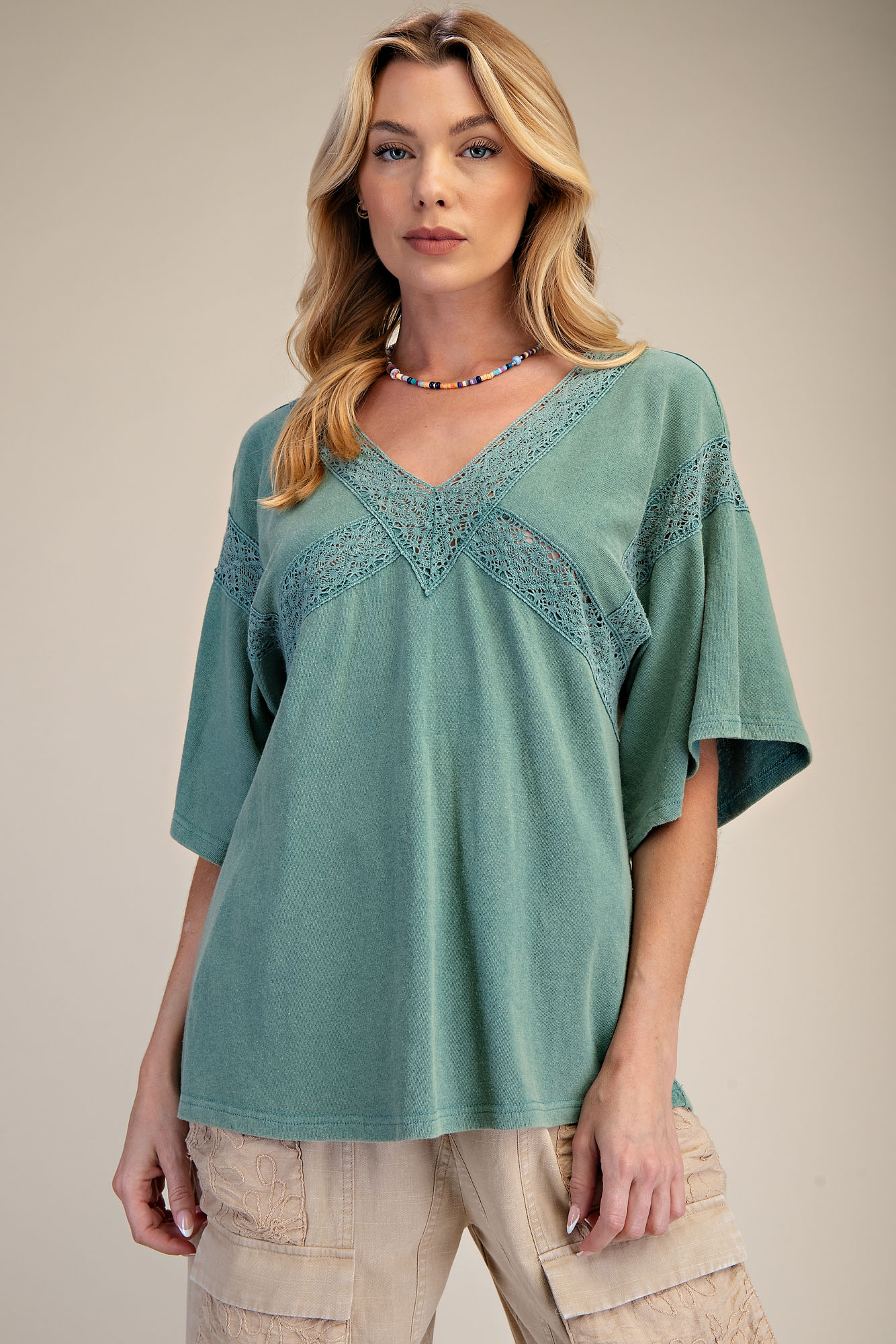 EASEL Juniper Green Cotton Top