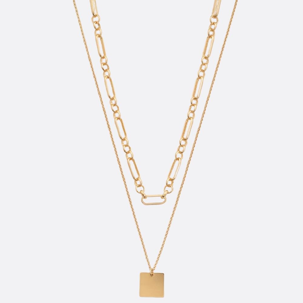 JOBERRY Sodajo Square Pendant Gold Dipped Necklace