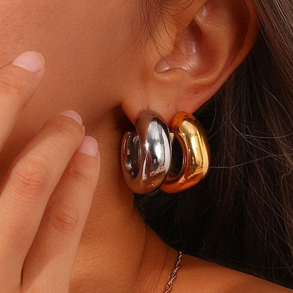 JOSSLYN 18k Stainless Steel Chunky Hoops