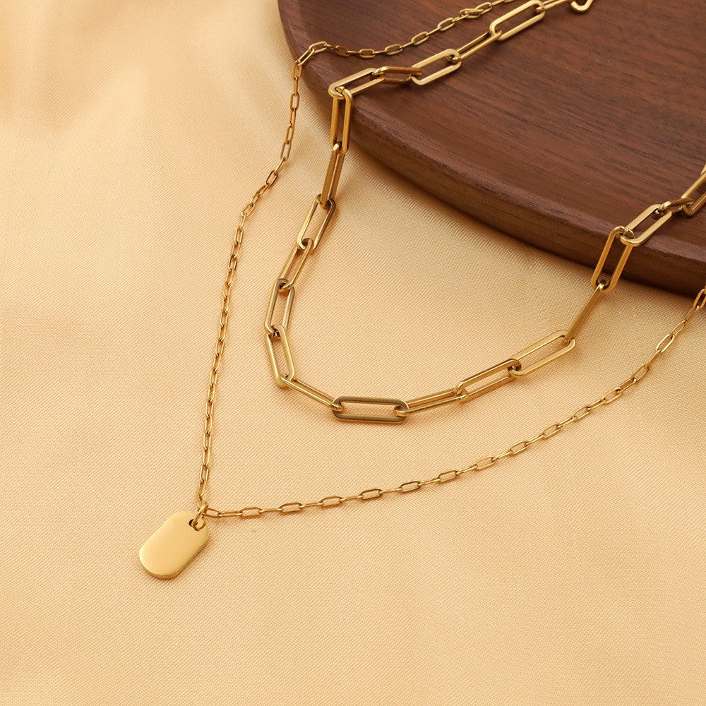 JOSSLYN 18k Stainless Steel Charm Layered Necklace