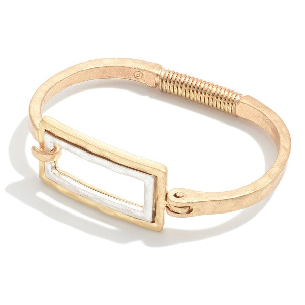 JUDSON Hammered Metal Bangle Bracelet W/ Spring Latch