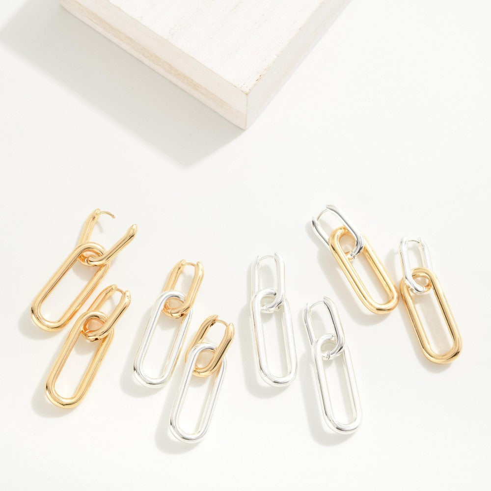 JUDSON Linked Metal Oval Hinged Earrings