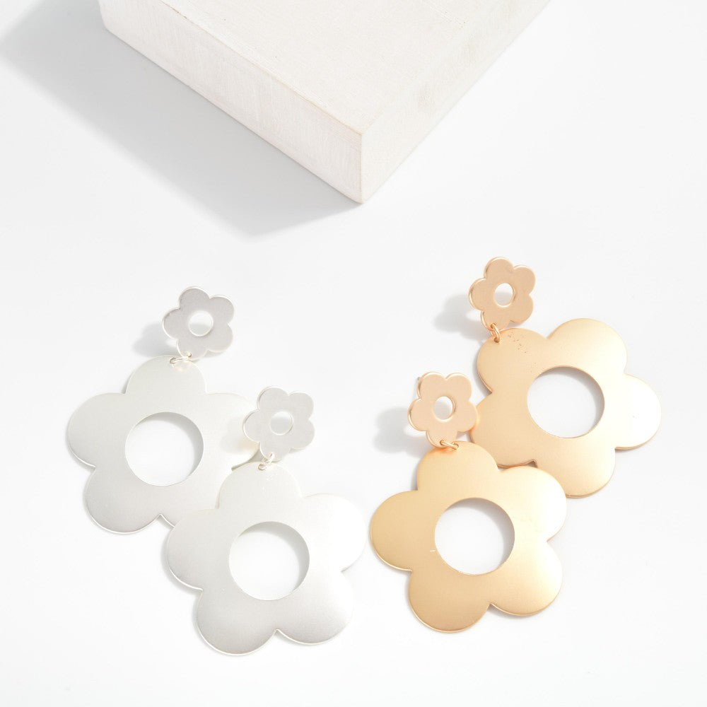 JUDSON Metal Flower Drop Earrings