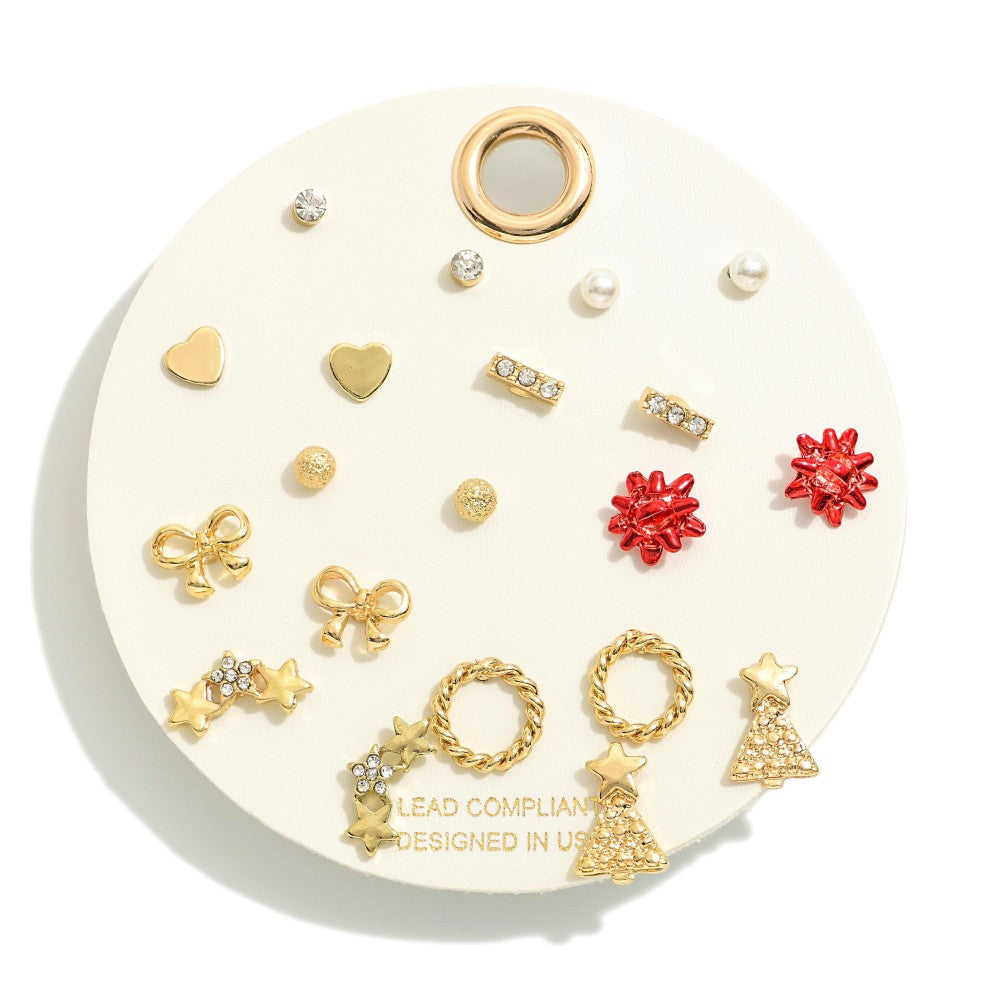 Judson Set of 10 Christmas Themed Earrings