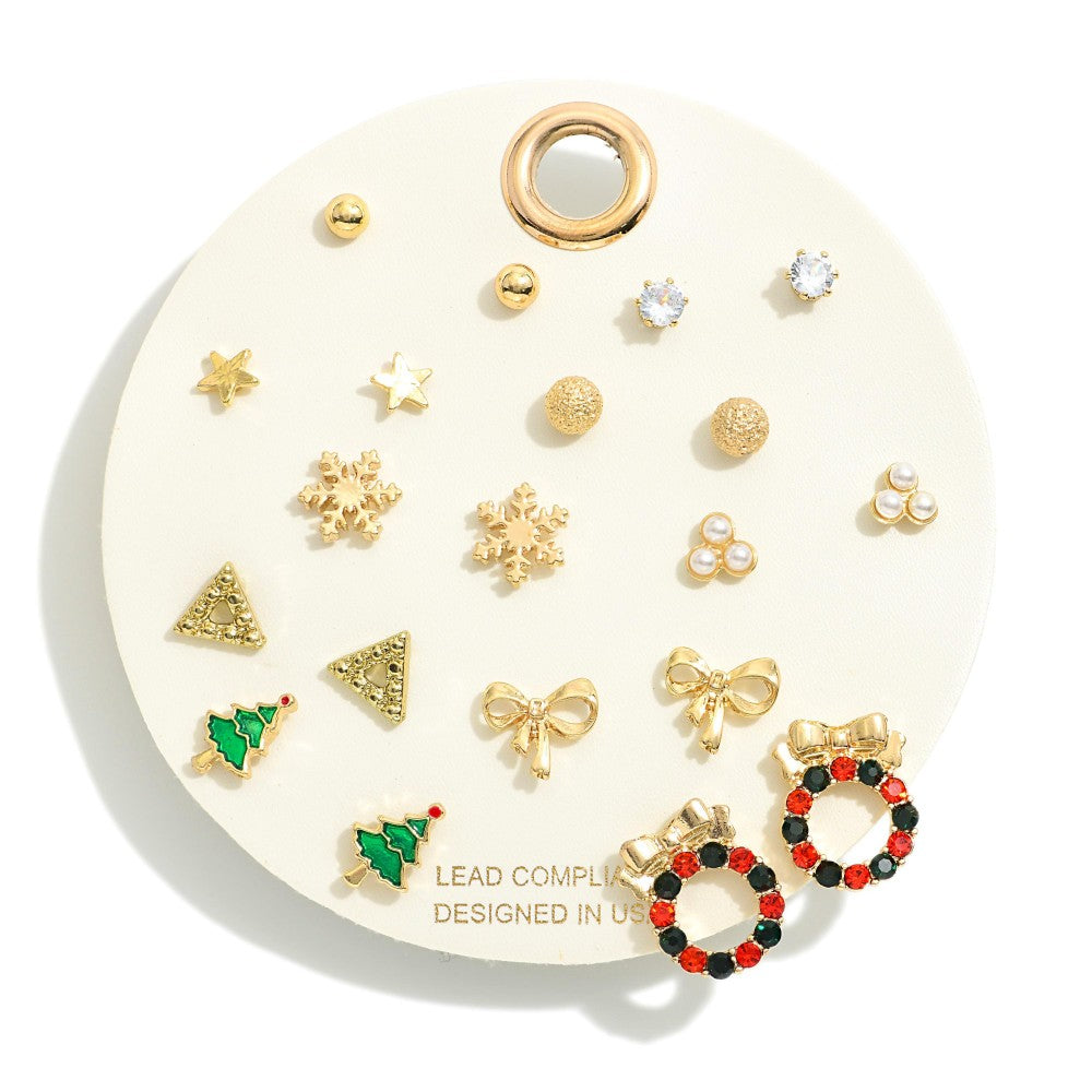 Judson Set of 10 Christmas Themed Earrings