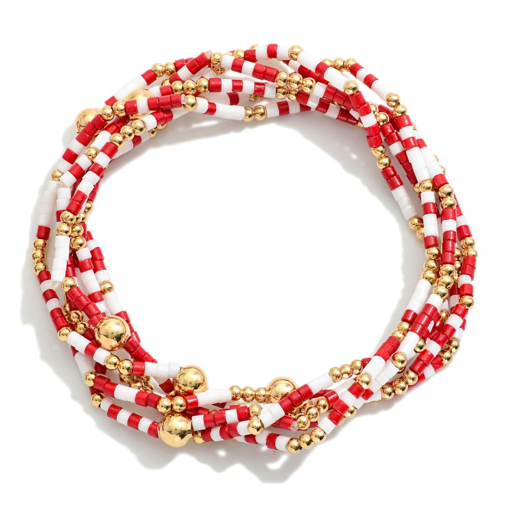 JUDSON Set of Six Gameday Beaded Stretch Bracelets