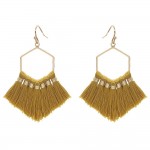 JUDSON Fringe Tassel Hexagon Drop Earrings
