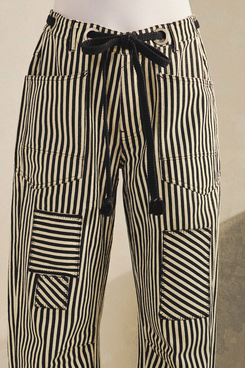 LOVLOV Vintage Stripe Rope String Pants