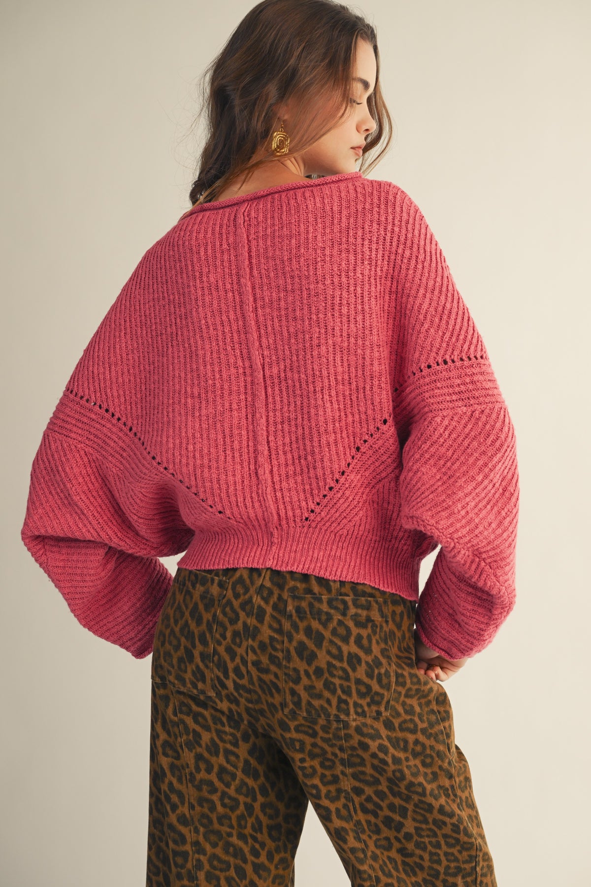 LOVLOV Raspberry Relaxed Sweater