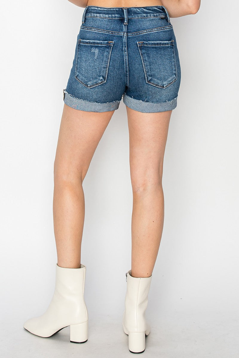 RISEN High Rise Button Down Turn Up Cuff Shorts