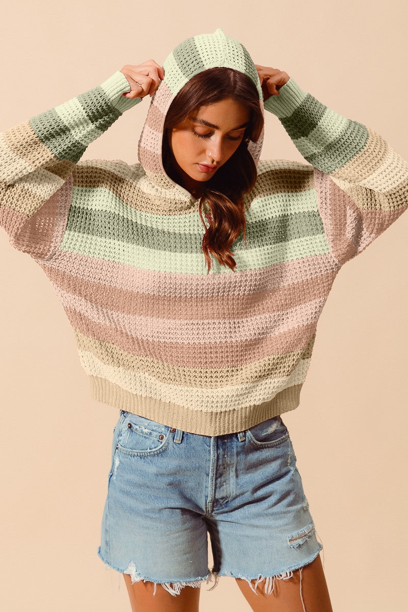 SO ME Multi Color Striped Lightweight Sweater
