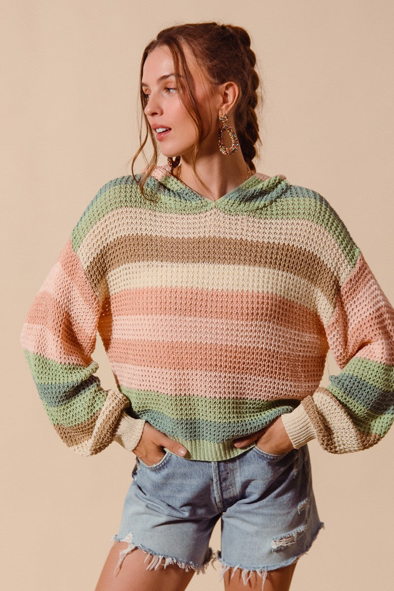 SO ME Multi Color Striped Lightweight Sweater