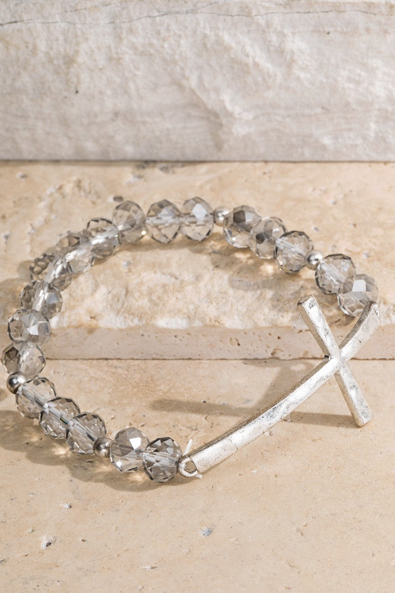 URBANISTA Hammered Metal Cross Bracelet