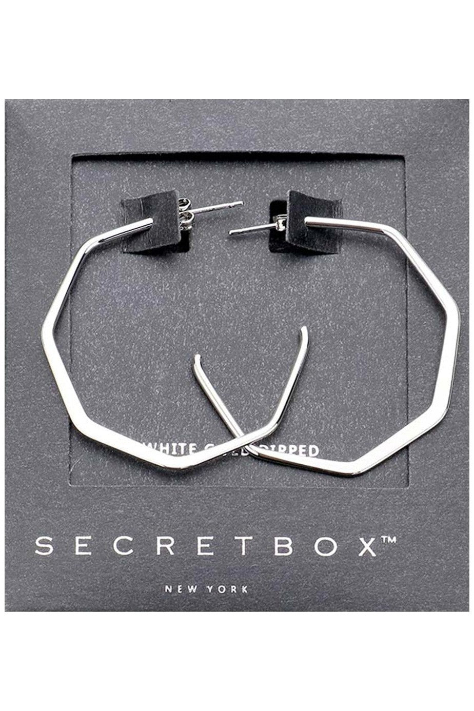 WONA Secret Box Metal Angled Hoop Earrings