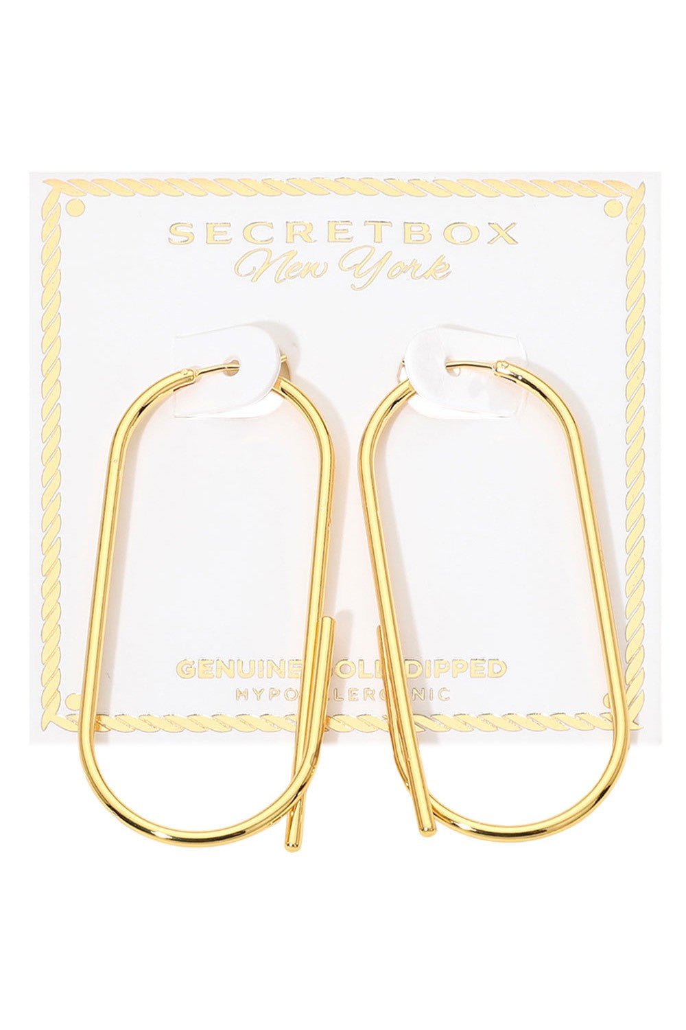 WONA Secret Box Genuine Oval Pin Catch Hoop Earrings