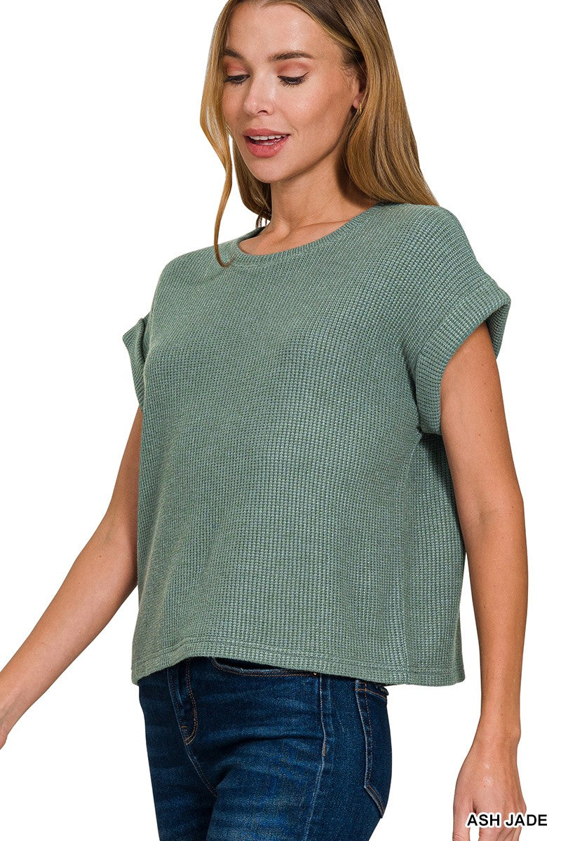 ZENANA Short Sleeve Crew Neck Sweater