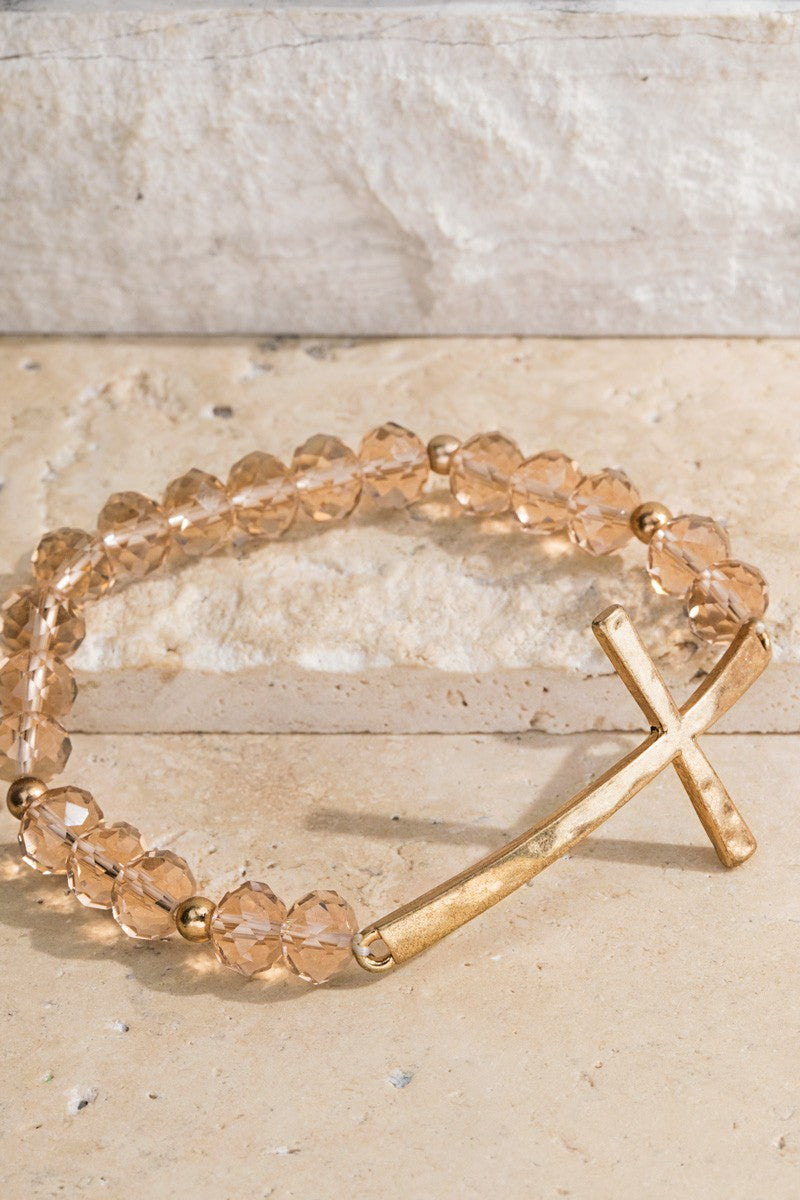 URBANISTA Hammered Metal Cross Bracelet