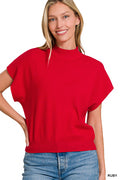 ZENANA Mock Neck Short Dolman Sleeve Sweater