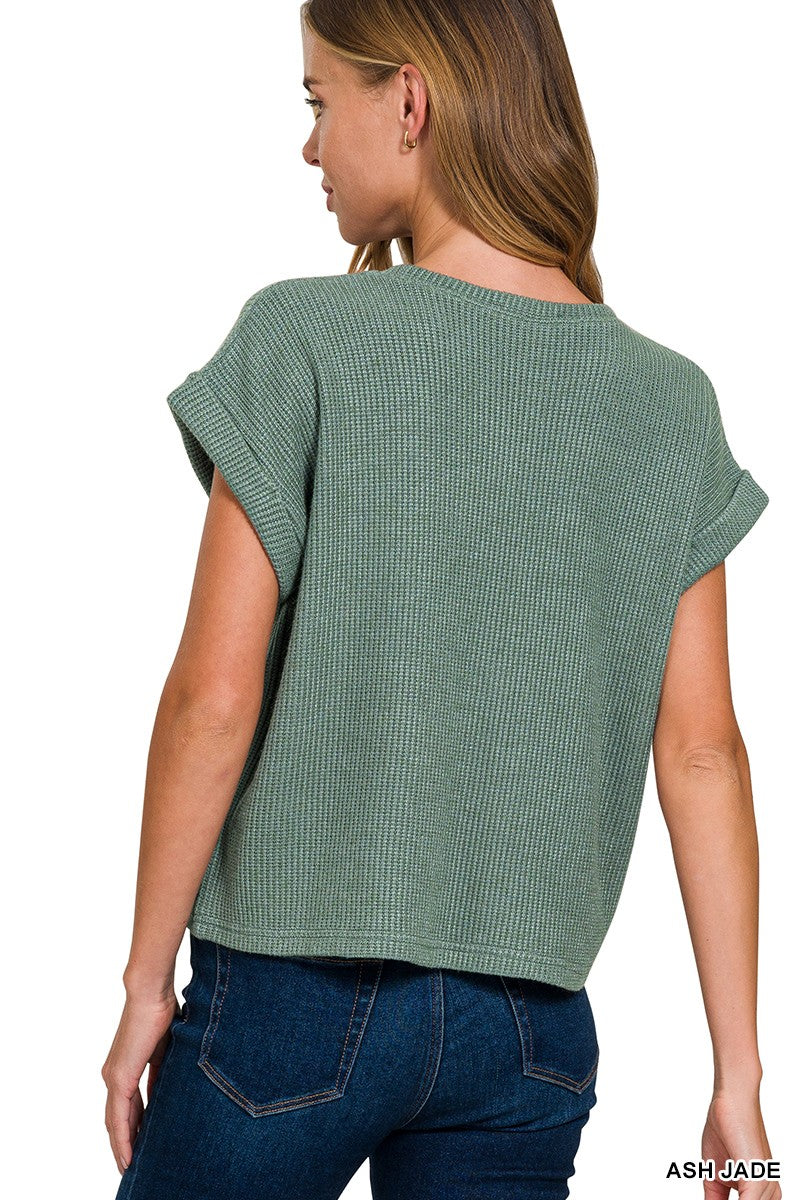 ZENANA Short Sleeve Crew Neck Sweater