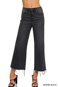 ZENANA High Rise Washed Black Cropped Jeans