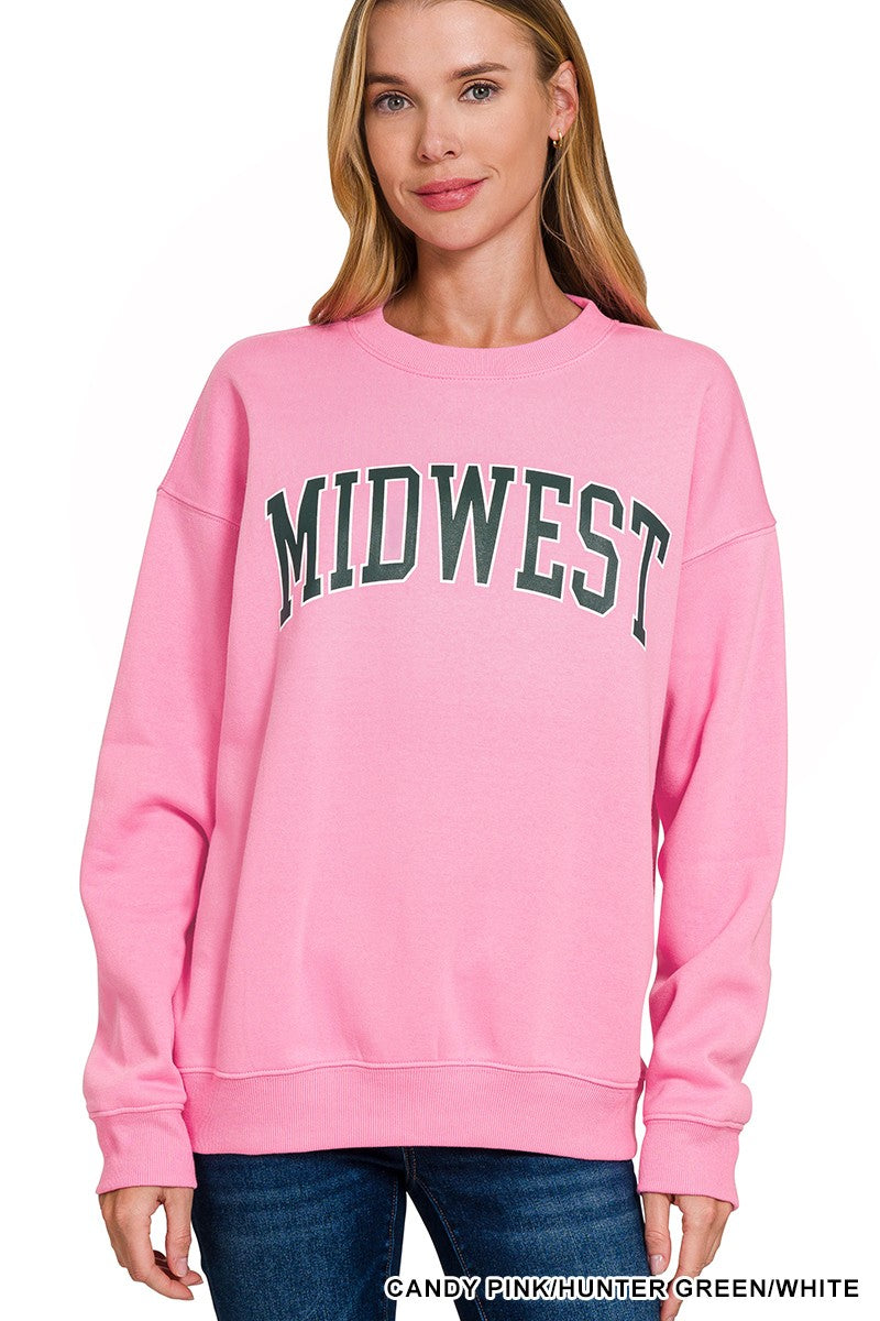 ZENANA Midwest Printed Fleece Sweatshirt