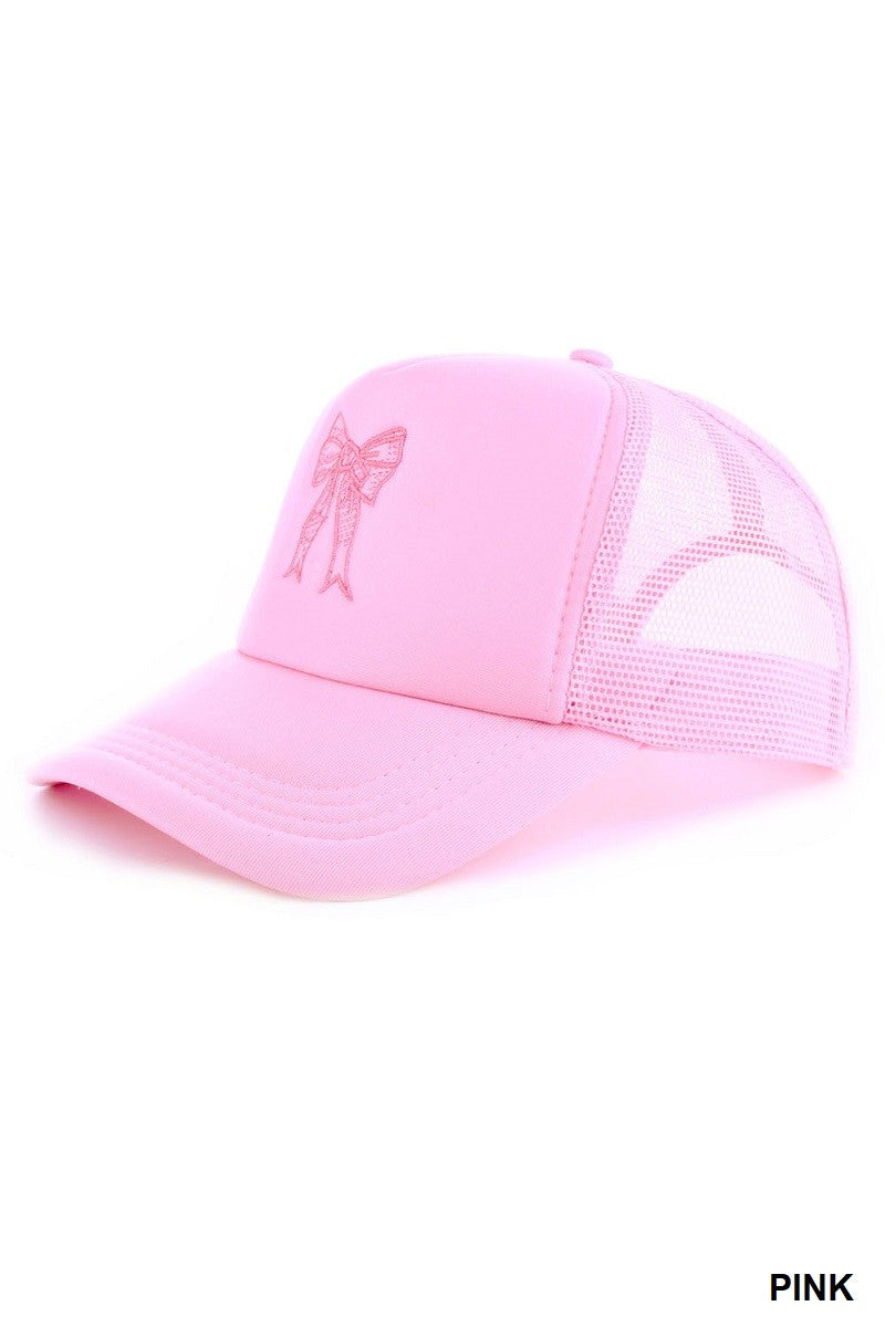 ZENANA Ribbon Bow Embroidery Trucker Hat