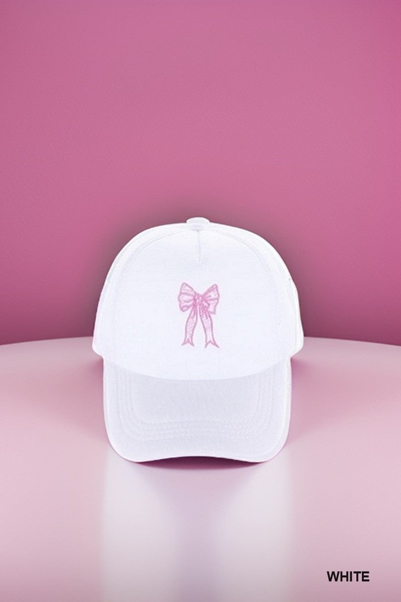 ZENANA Ribbon Bow Embroidery Trucker Hat