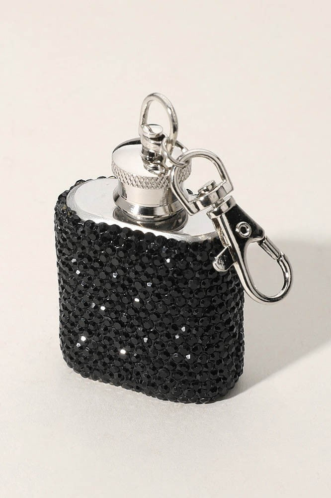 WONA Bling Studded Stainless Steel Mini Flask Bag Charm