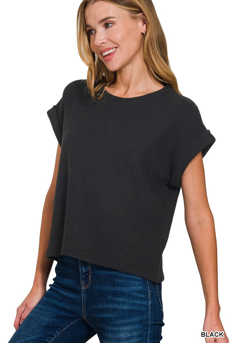 ZENANA Short Sleeve Crew Neck Sweater