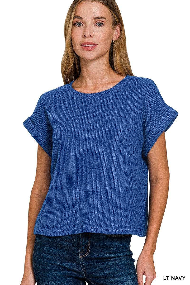 ZENANA Short Sleeve Crew Neck Sweater