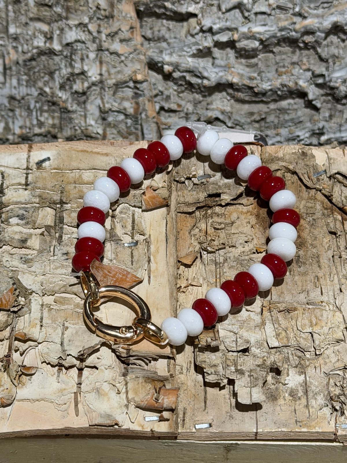 DMC Red and White Bead Bracelet
