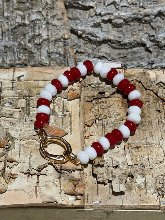 DMC Red and White Bead Bracelet