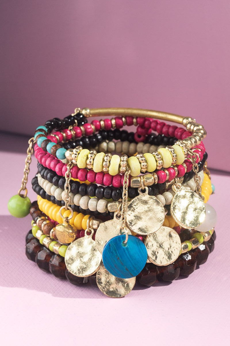 URBANISTA Multi Layered Mixed Beads Bracelet Stack