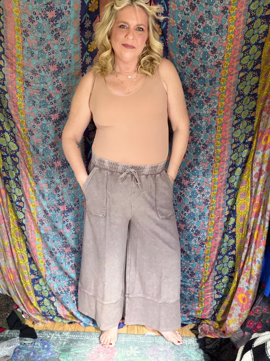 EASEL Terry Knit Palazzo Pants