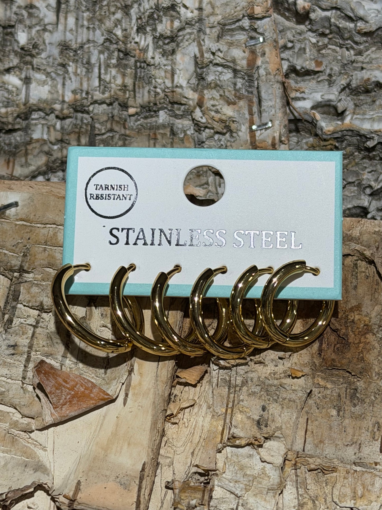 DMC Stainless Set of 3 Hoop Earrings