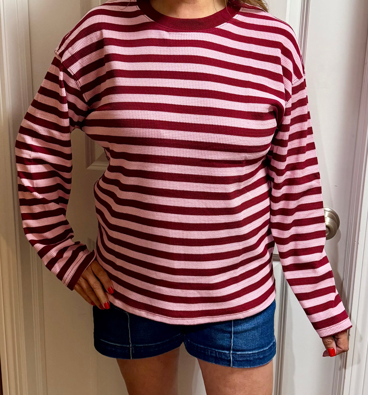 ENTRO Striped Thermal Knit Shirt