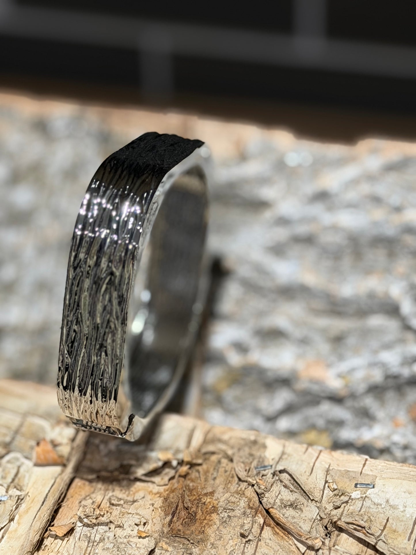 DMC Silver Square Textured Bangle