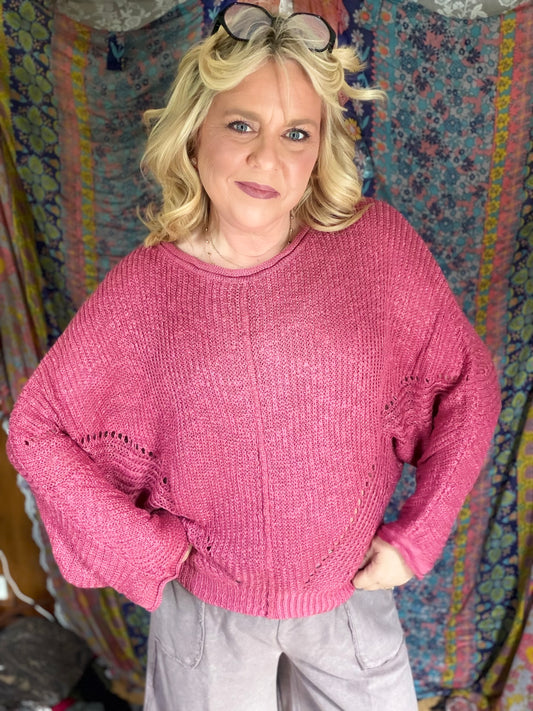 LOVLOV Raspberry Relaxed Sweater