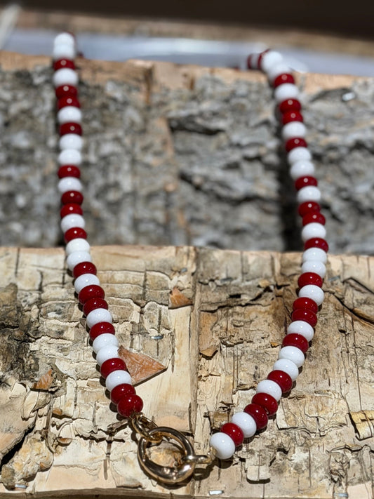 DMC Red and White Bead Necklace