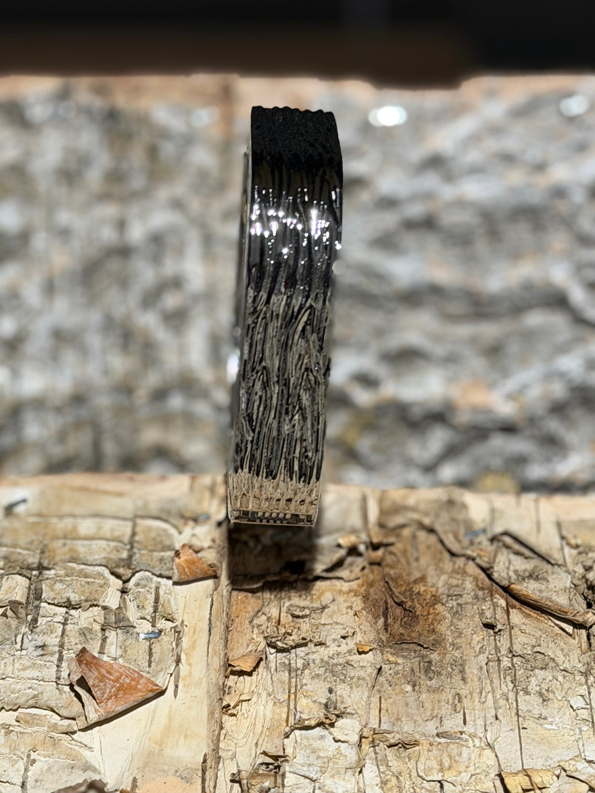 DMC Silver Square Textured Bangle