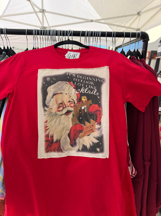 BLING A GOGO Christmas Jolly Juice Short Sleeve T Shirt