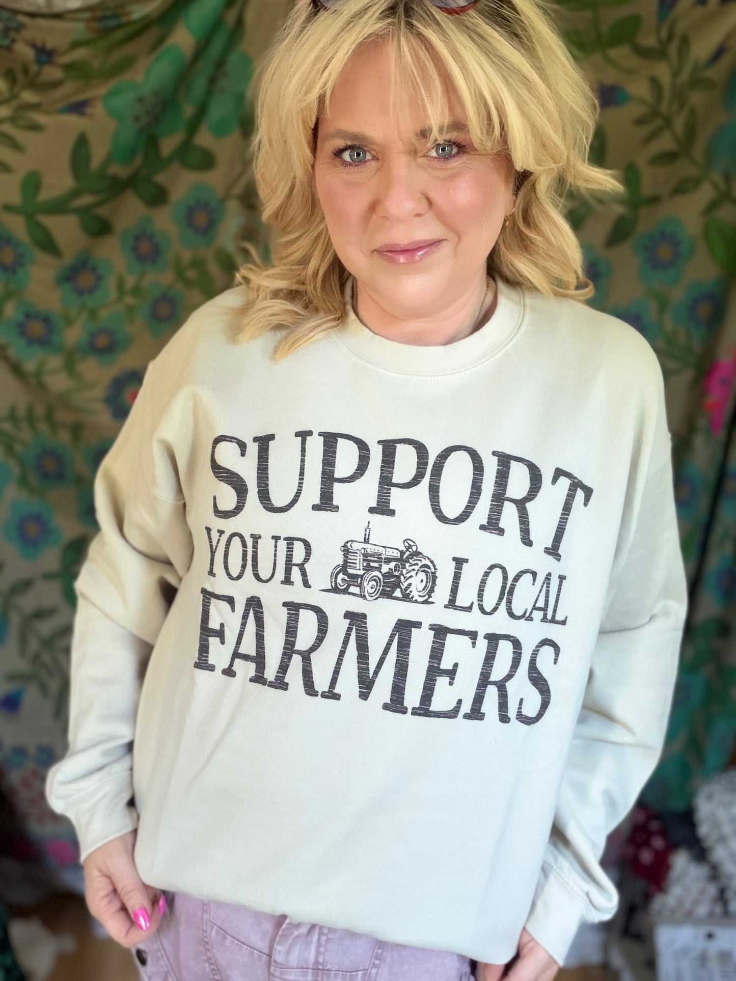 ALPHIA Support Your Local Farmers Graphic Sweatshirt