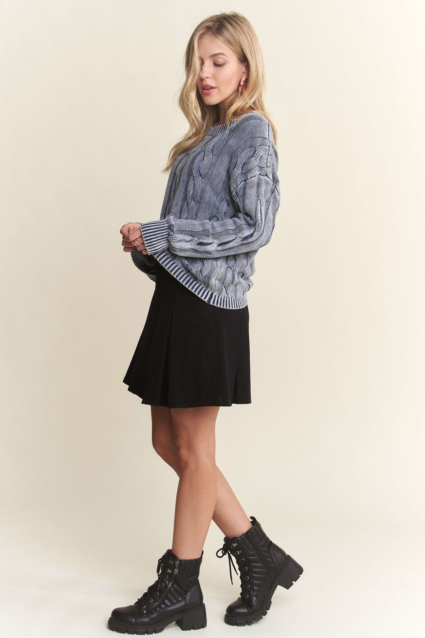 ADORA Mineral Washed Cable Knit Sweater